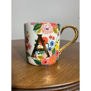 Rifle paper Co. for Anthropologie floral and gold‎ A mug